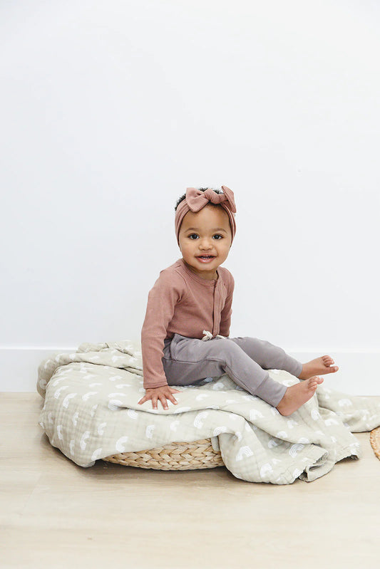 Dusty Rose Organic Bodysuit with Snaps
