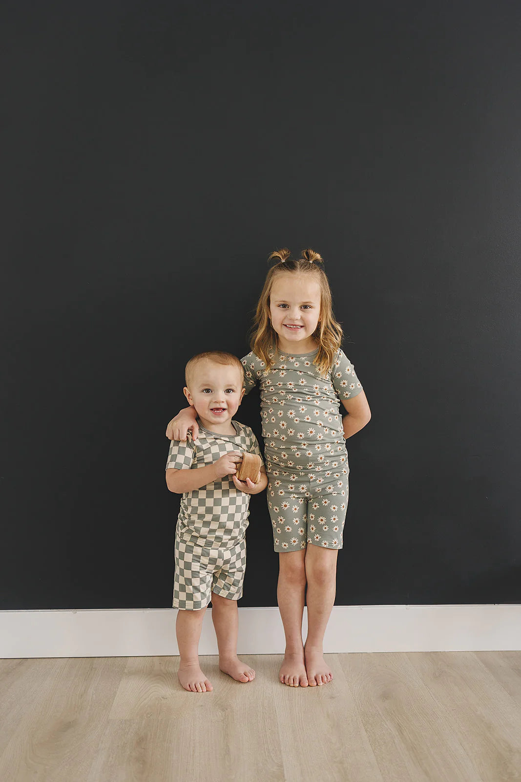 Light Green Checkered Shorts set