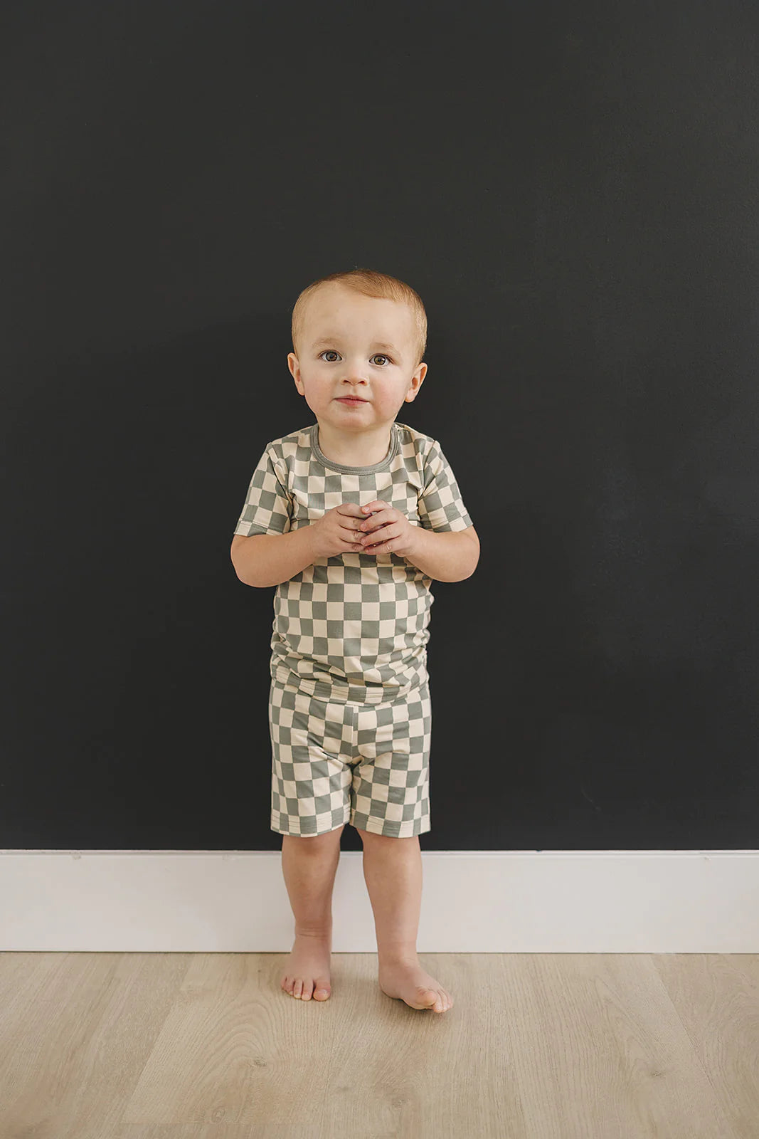 Light Green Checkered Shorts set