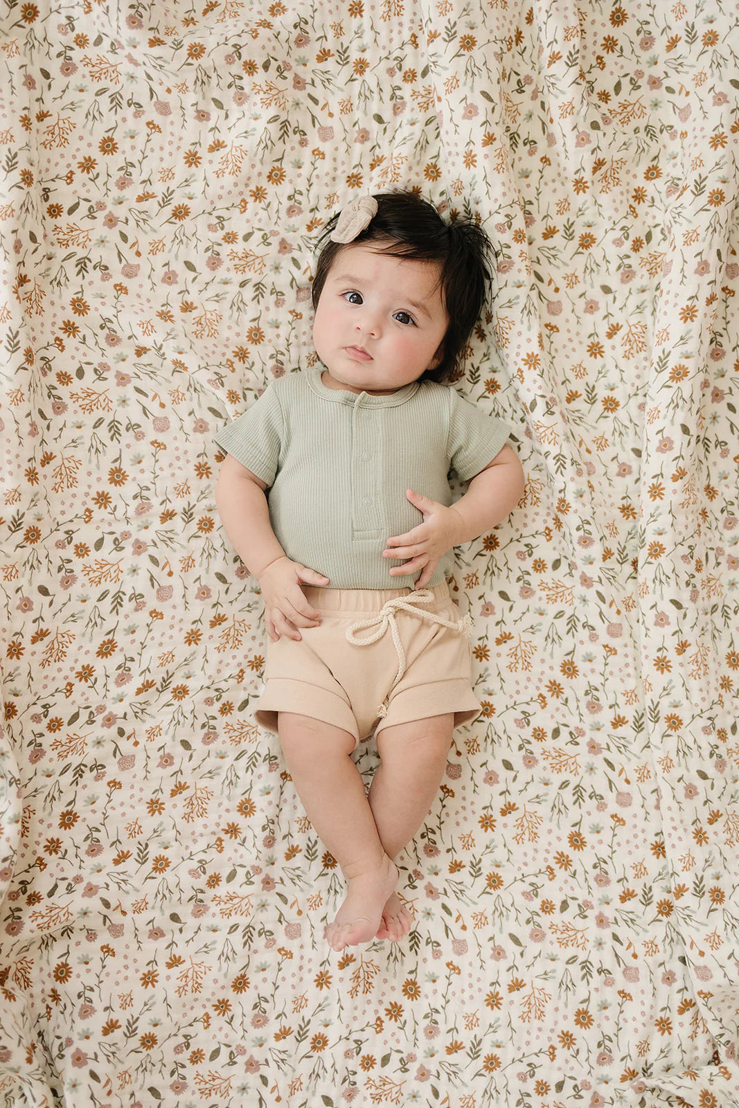 Sage Ribbed Organic Bodysuit with Snaps