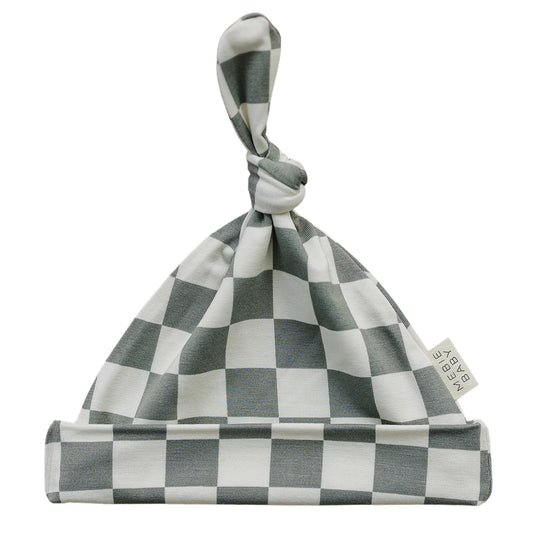 Light Green Checkered Bamboo Newborn Hat
