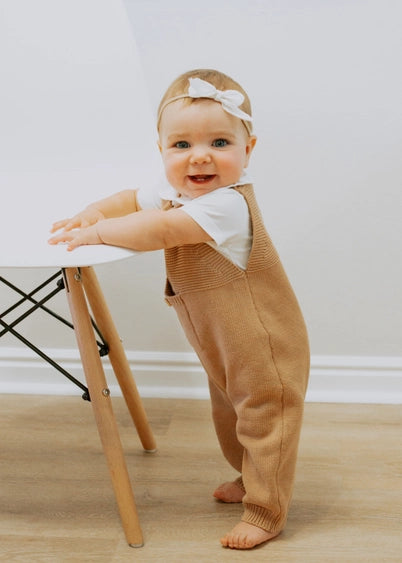 Ezra Latte Knit Overalls