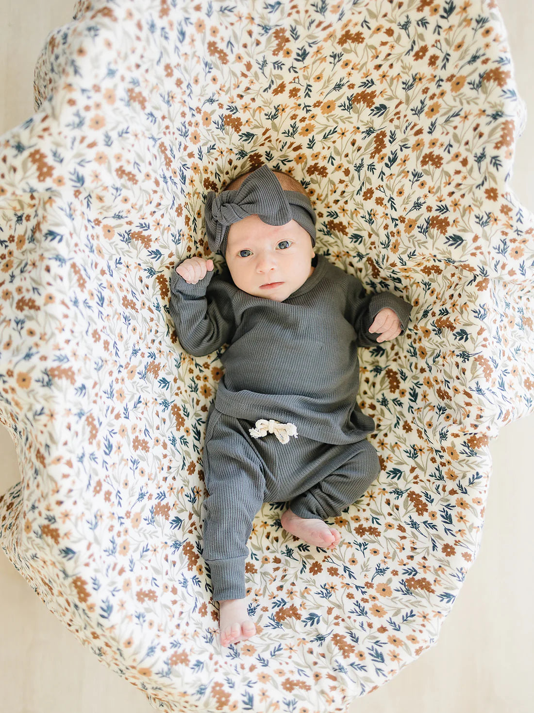 Ribbed Organic Cotton Charcoal Head Wrap