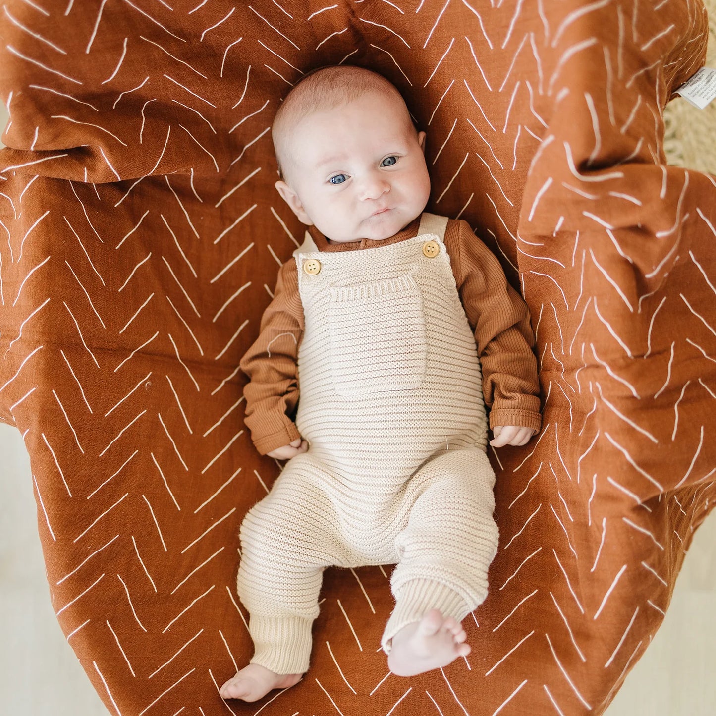Rust Organic Long Sleeve Bodysuit with Snaps
