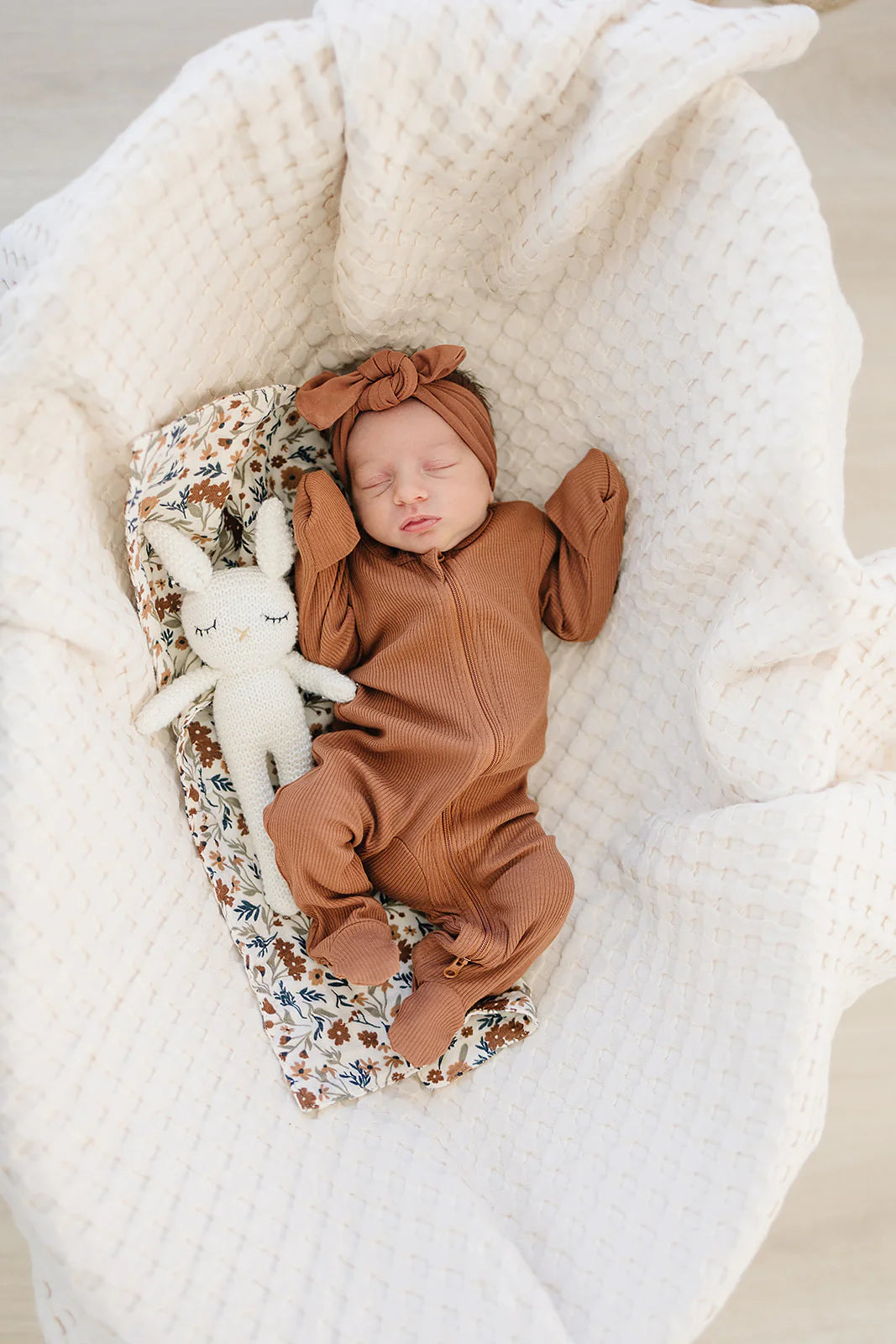 Rust Organic Ribbed Footed Sleeper