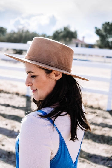 Adult Vegan Boater Hat Tan