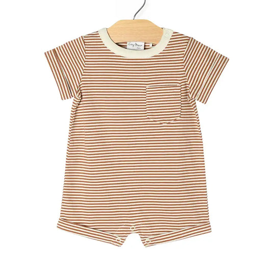 Short Toffee Striped Romper