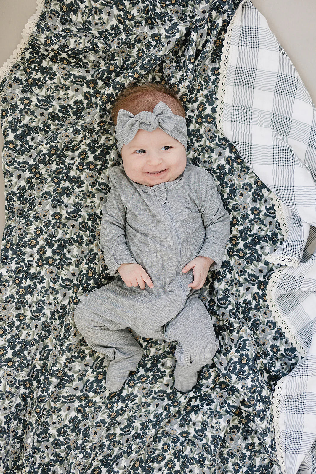 Liberty Floral + Coastal Plaid Muslin Quilt