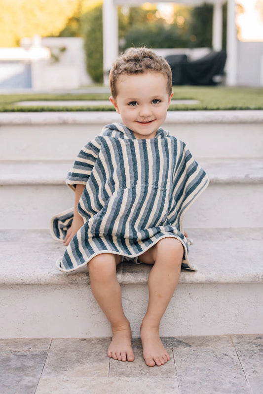 Blue Striped Organic Beach Poncho