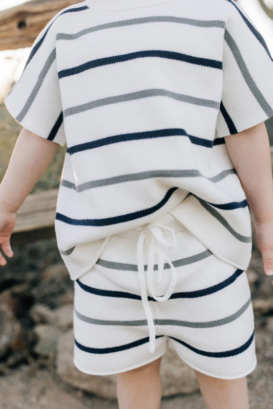 Sage + Navy Striped Knit Set