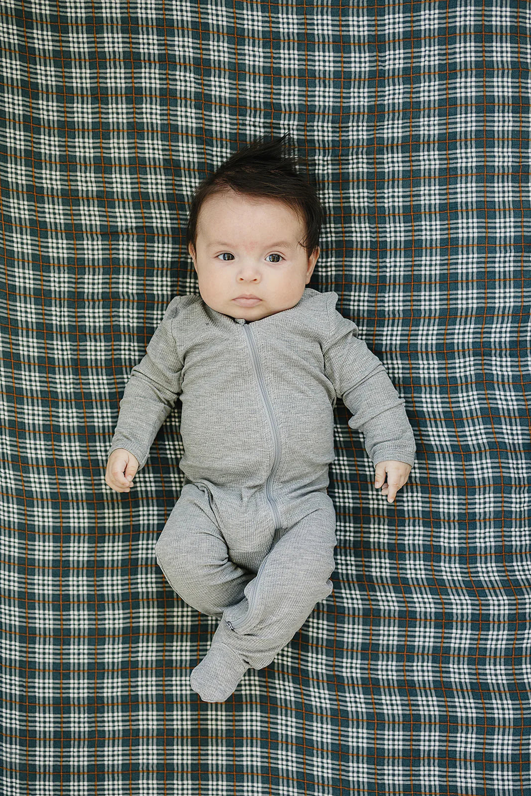 Navy Plaid Muslin Crib Sheet