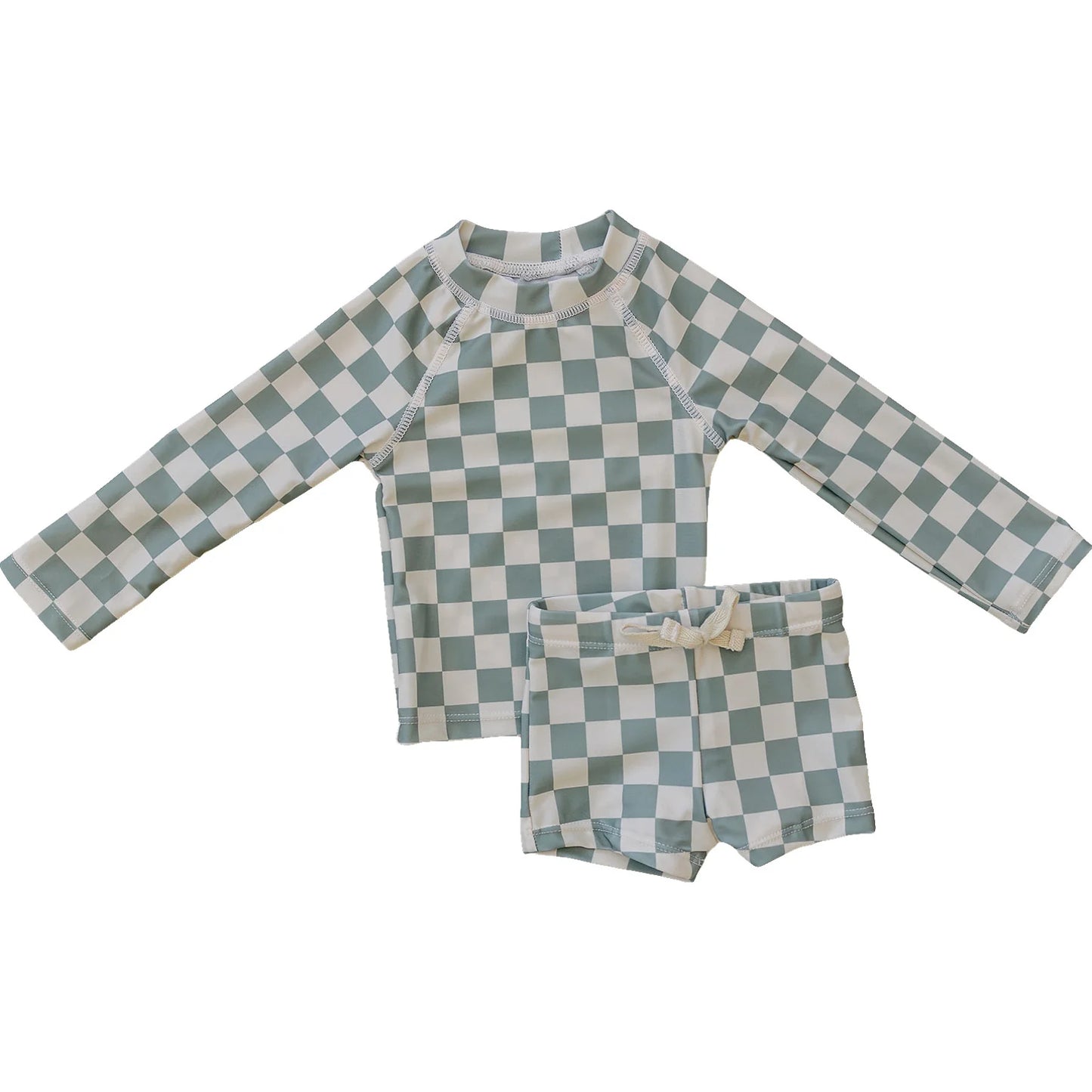 Light Green Checkered Swim Set