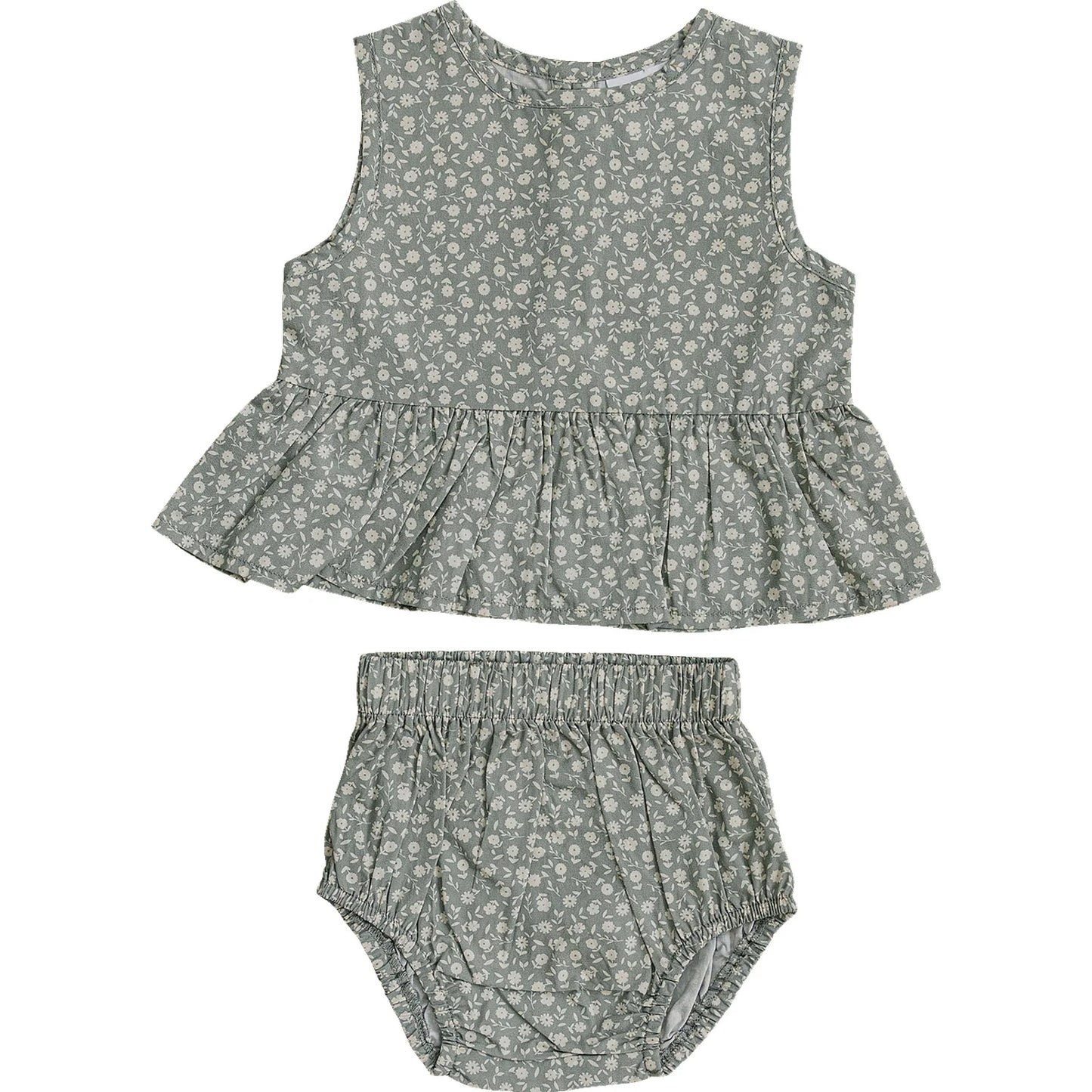 Green Floral Peplum Set