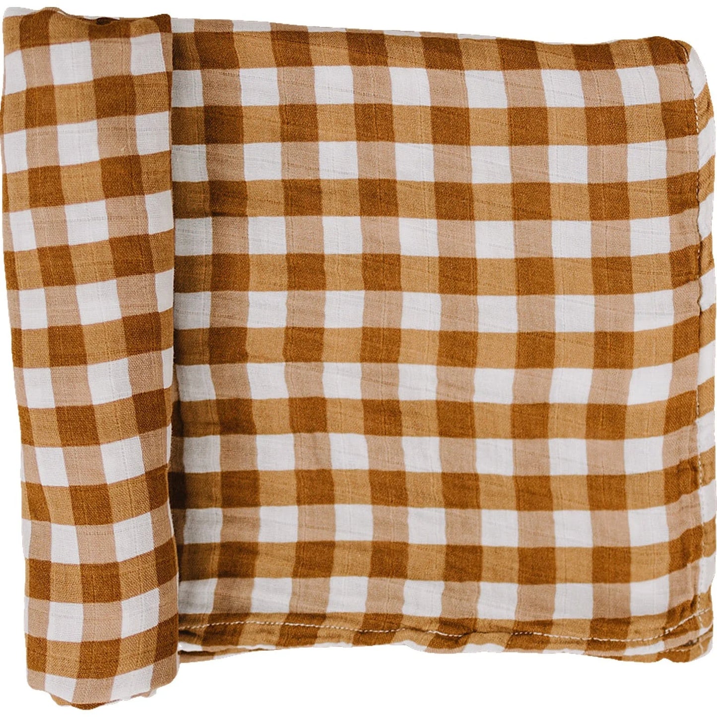 Mustard Gingham Muslin Swaddle Blanket