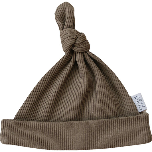 Ribbed Organic Cocoa Newborn Hat