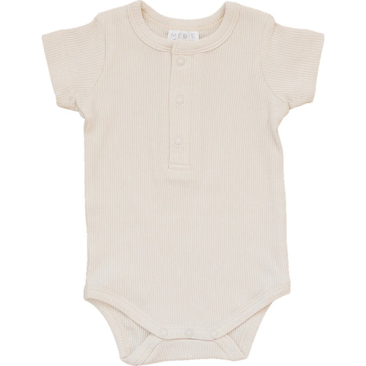 Vanilla Ribbed Organic Bodysuit with Snaps