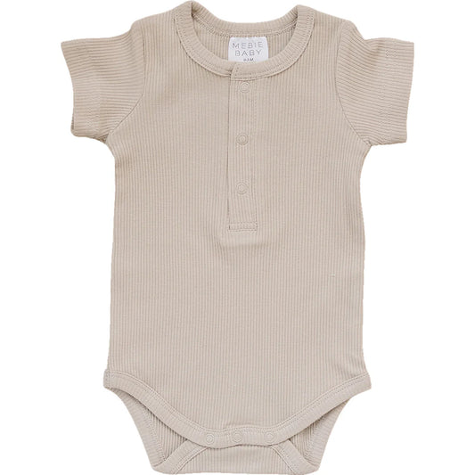 Oatmeal Ribbed Organic Bodysuit with Snaps