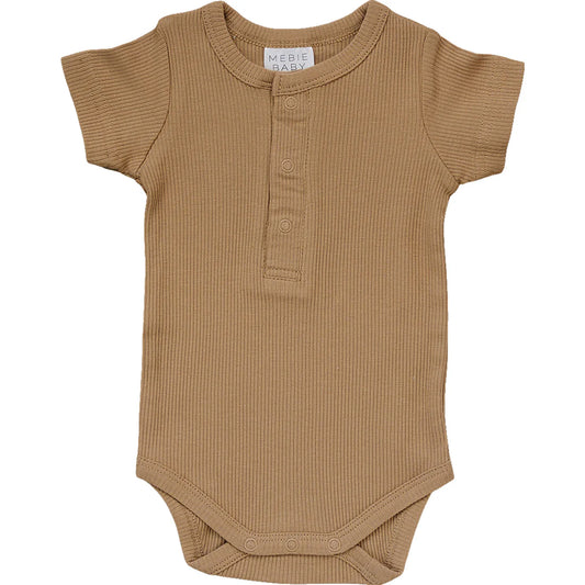 Cafe Ribbed Organic Bodysuit with Snaps