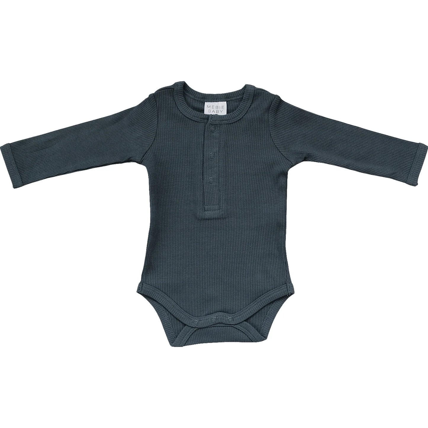 Charcoal Organic Long Sleeve Bodysuit with Snaps