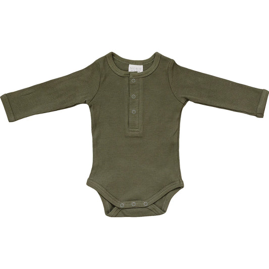 Winter Green Organic Long Sleeve Bodysuit with Snaps