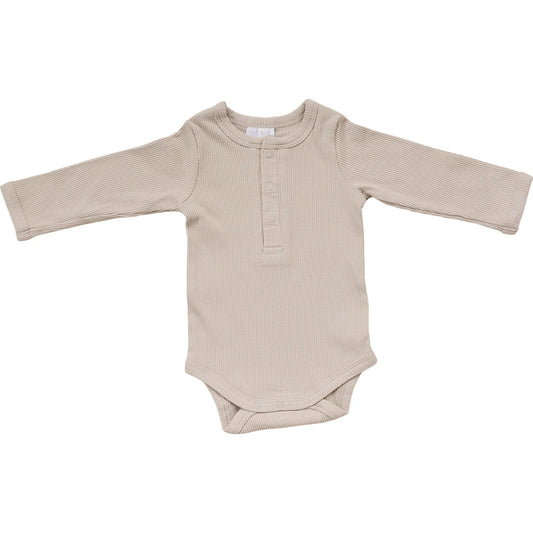 Oatmeal Organic Long Sleeve Bodysuit with Snaps
