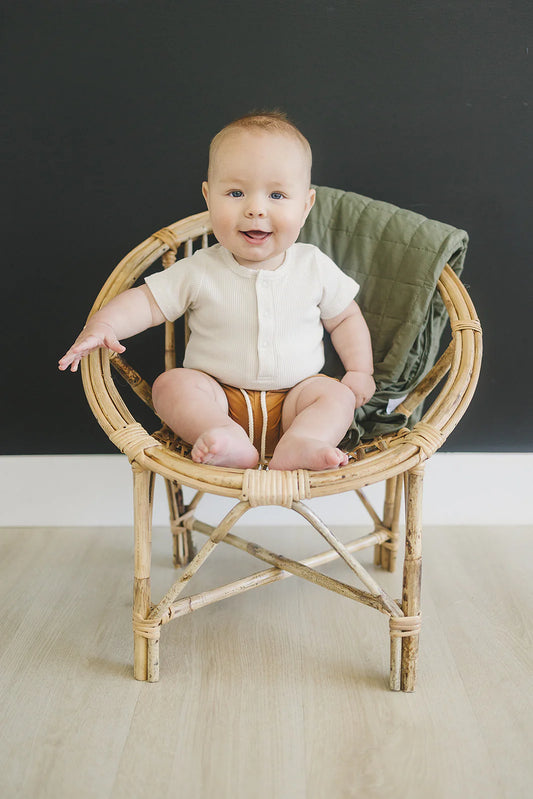 Vanilla Ribbed Organic Bodysuit with Snaps