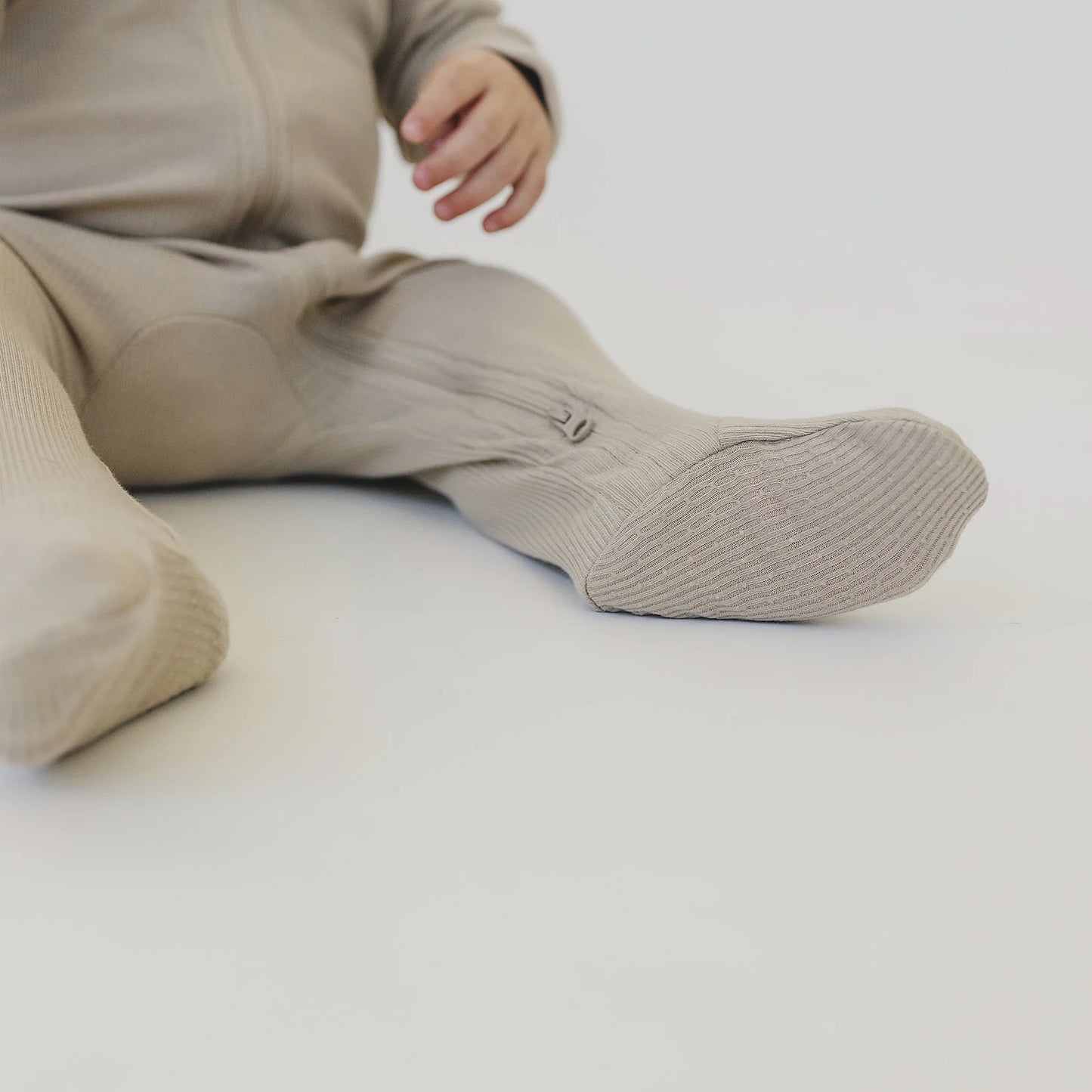 Oatmeal Cotton Ribbed Footed Sleeper