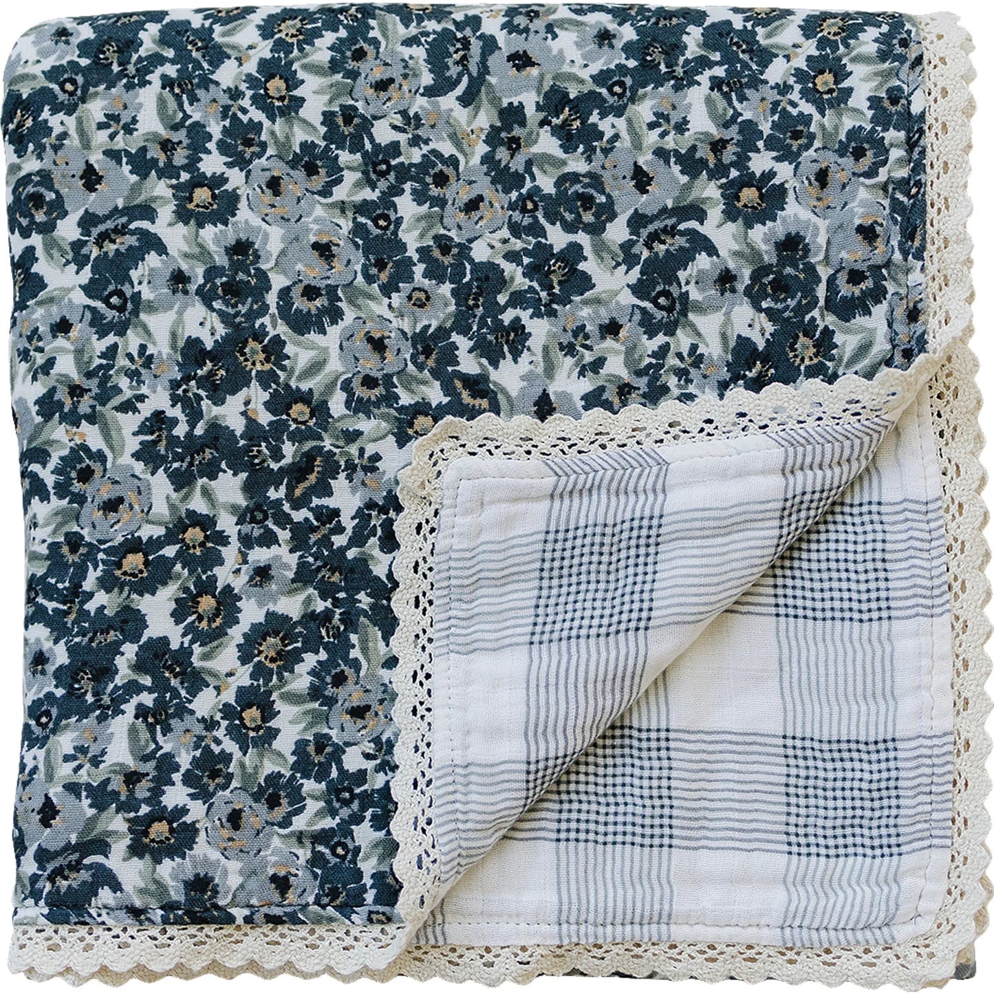 Liberty Floral + Coastal Plaid Muslin Quilt