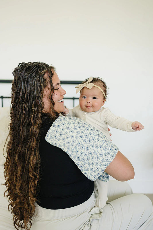 Blue Blossom Muslin Burp Cloth