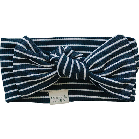 Ribbed Bamboo Navy Striped Head Wrap