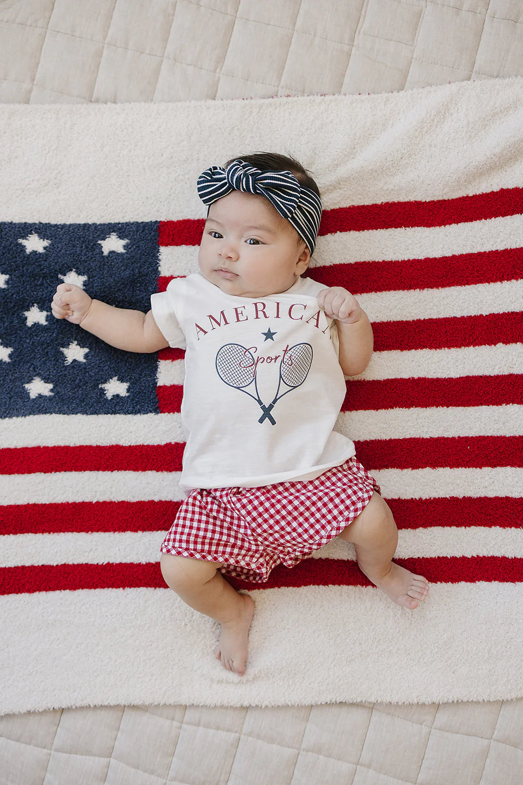 Ribbed Bamboo Navy Striped Head Wrap