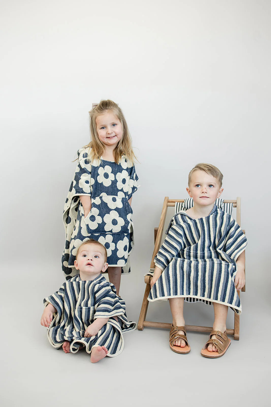 Blue Striped Organic Beach Poncho