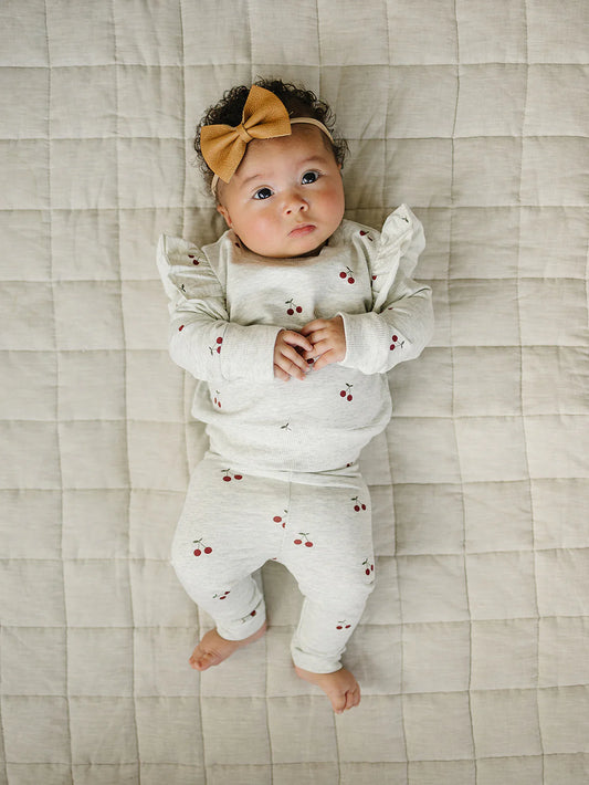 Cherry Ruffle French Terry Set