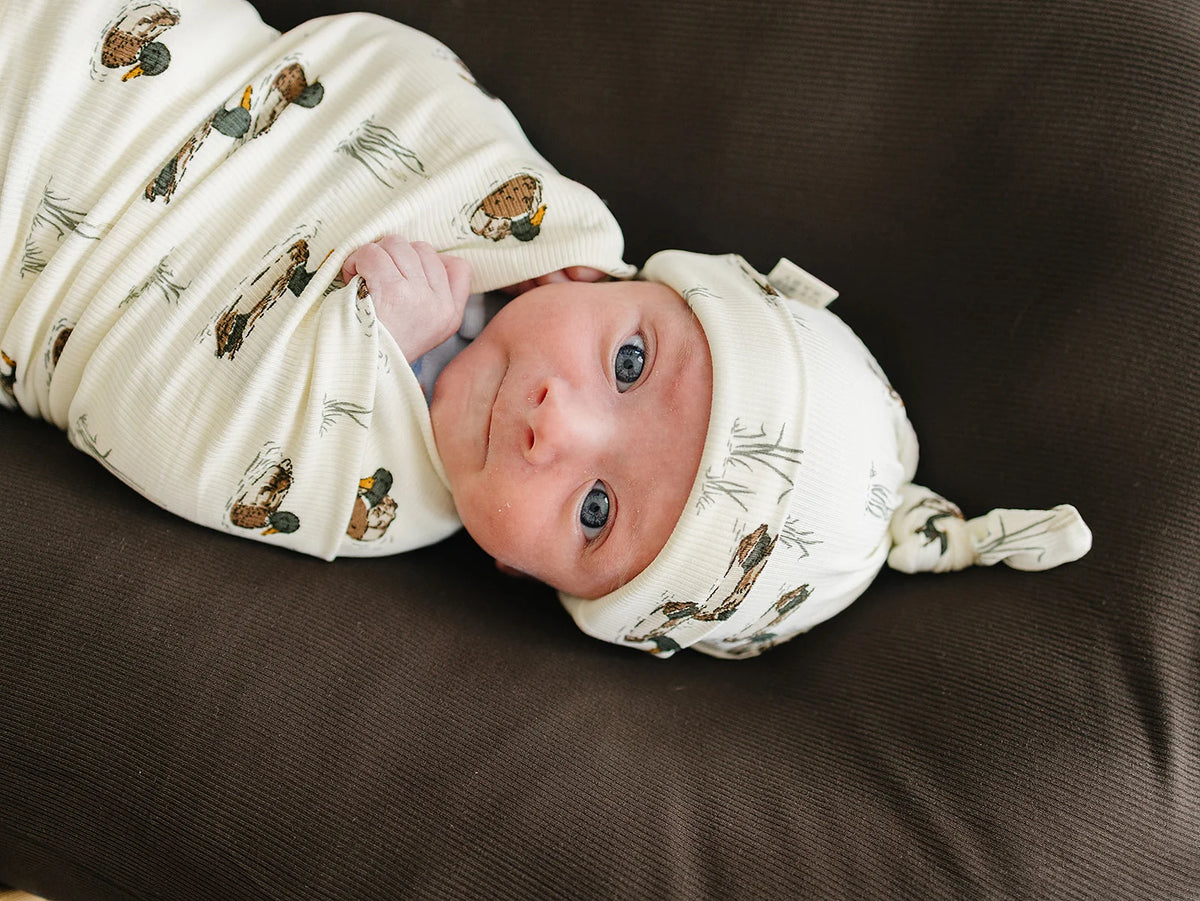Ducks Ribbed Bamboo Newborn Hat