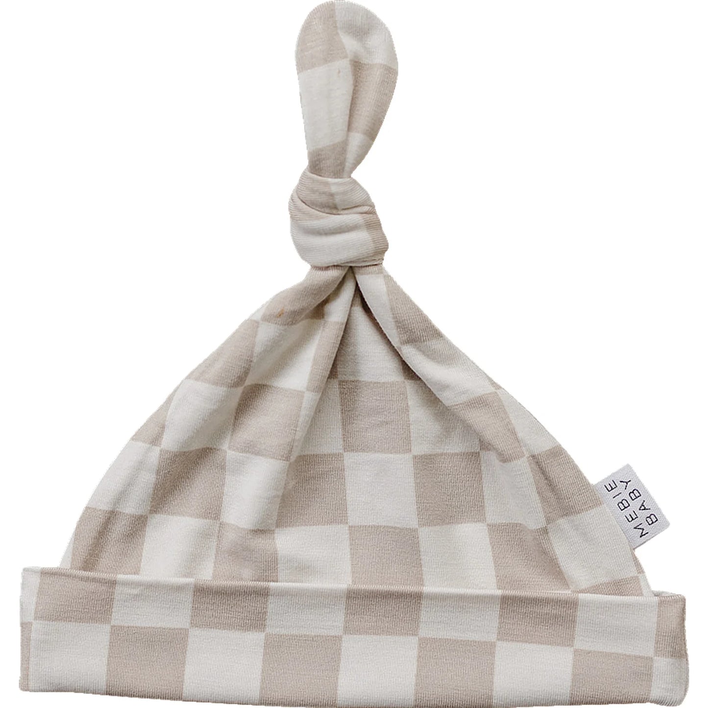 Bamboo Taupe Checkered Newborn Hat