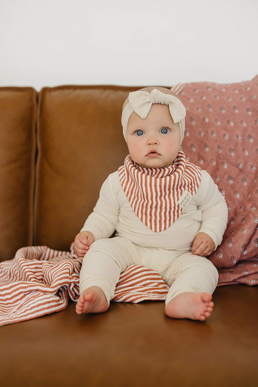 Pink Striped Muslin Bib
