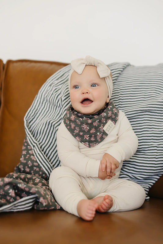 Olive Bloom Muslin Bib