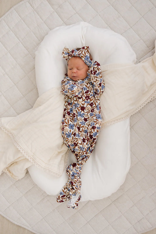 Desert Floral Ribbed Bamboo Knot Gown