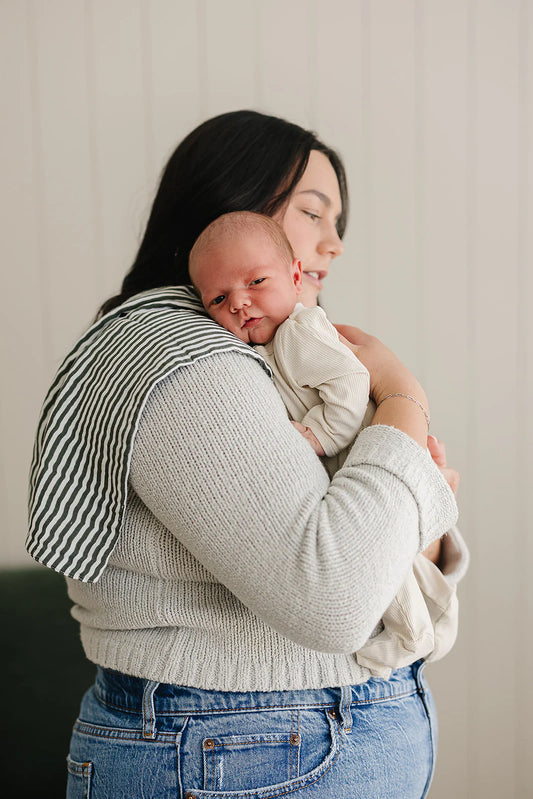 Green Striped Muslin Burp Cloth