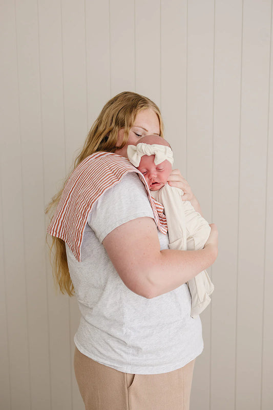 Pink Striped Muslin Burp Cloth
