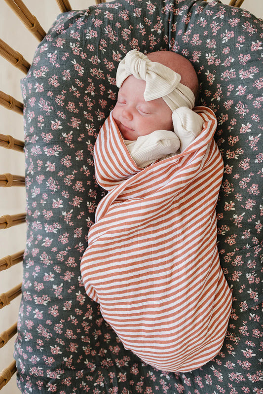 Pink Striped Muslin Swaddle Blanket