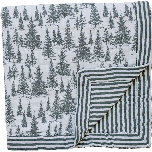 Forest + Green Striped Muslin Quilt