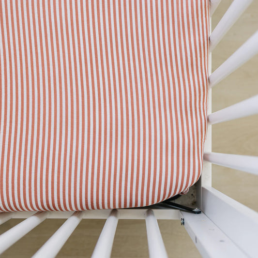 Pink Striped Muslin Crib Sheet
