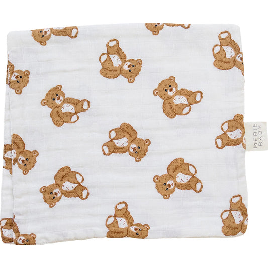 Teddy Bear Muslin Burp Cloth