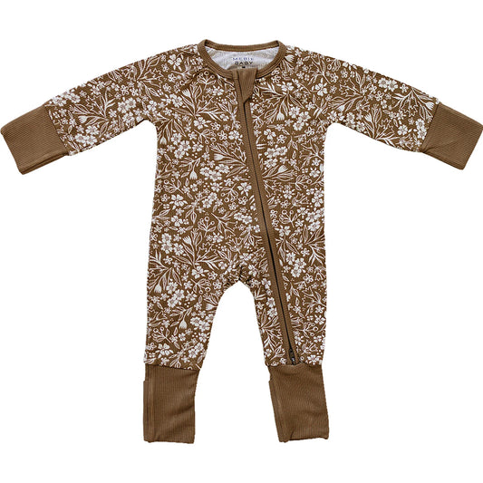 Brown Floral Ribbed Bamboo Sleeper