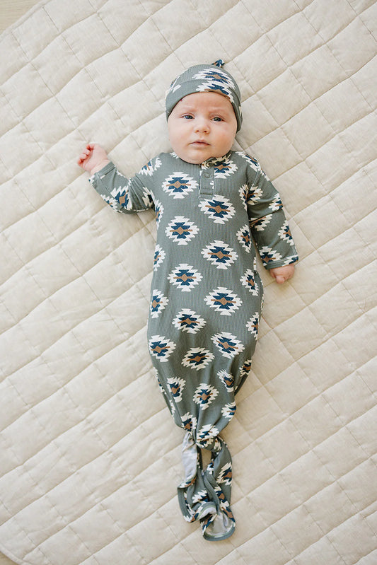 Southwest Aztec Ribbed Bamboo Knot Gown