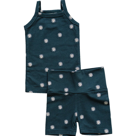Navy Daisy Biker Set
