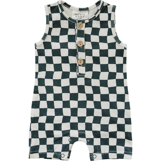Short Charcoal Checkered Romper
