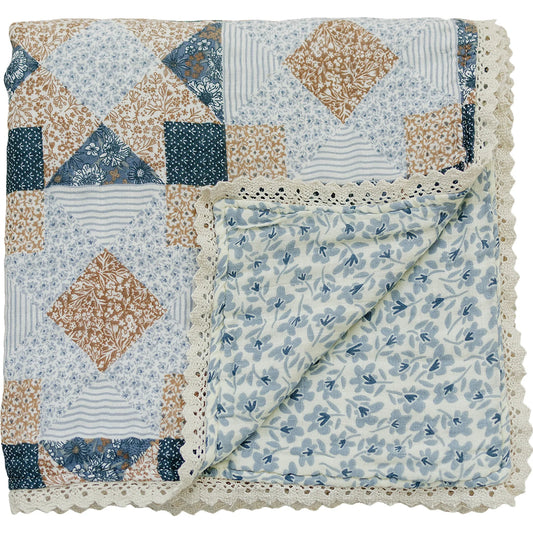 Patchwork + Blue Blossom Muslin Quilt
