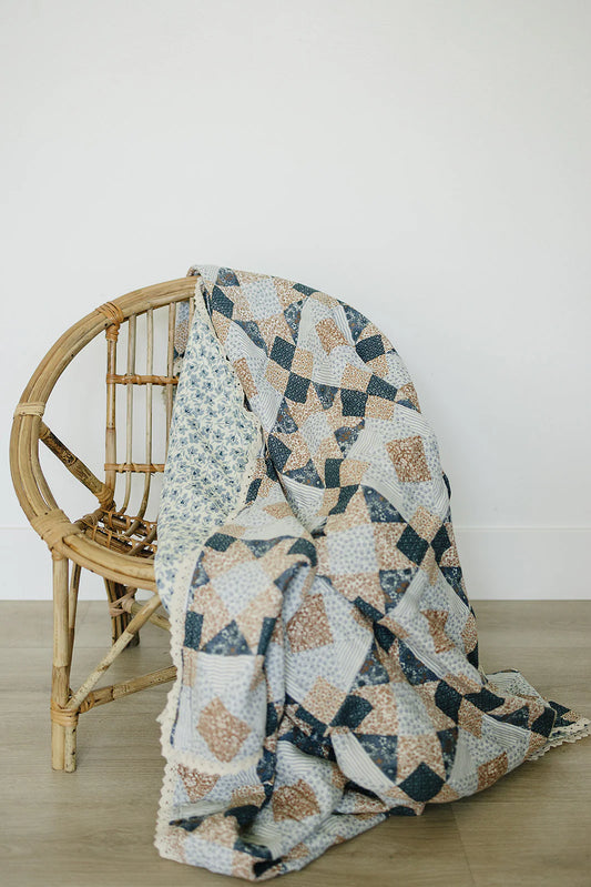 Patchwork + Blue Blossom Muslin Quilt